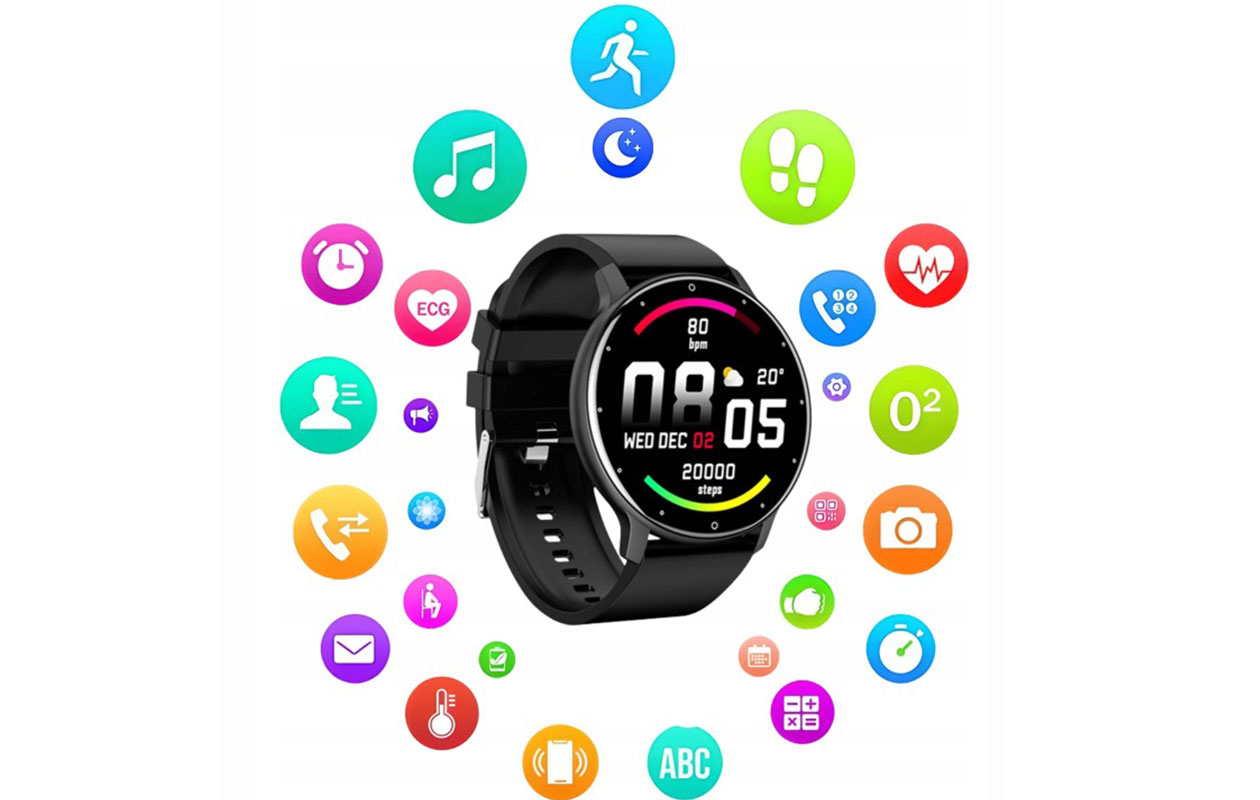 Smartwatch met Bluetooth zwart