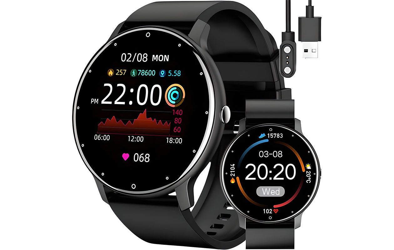 Smartwatch met Bluetooth zwart