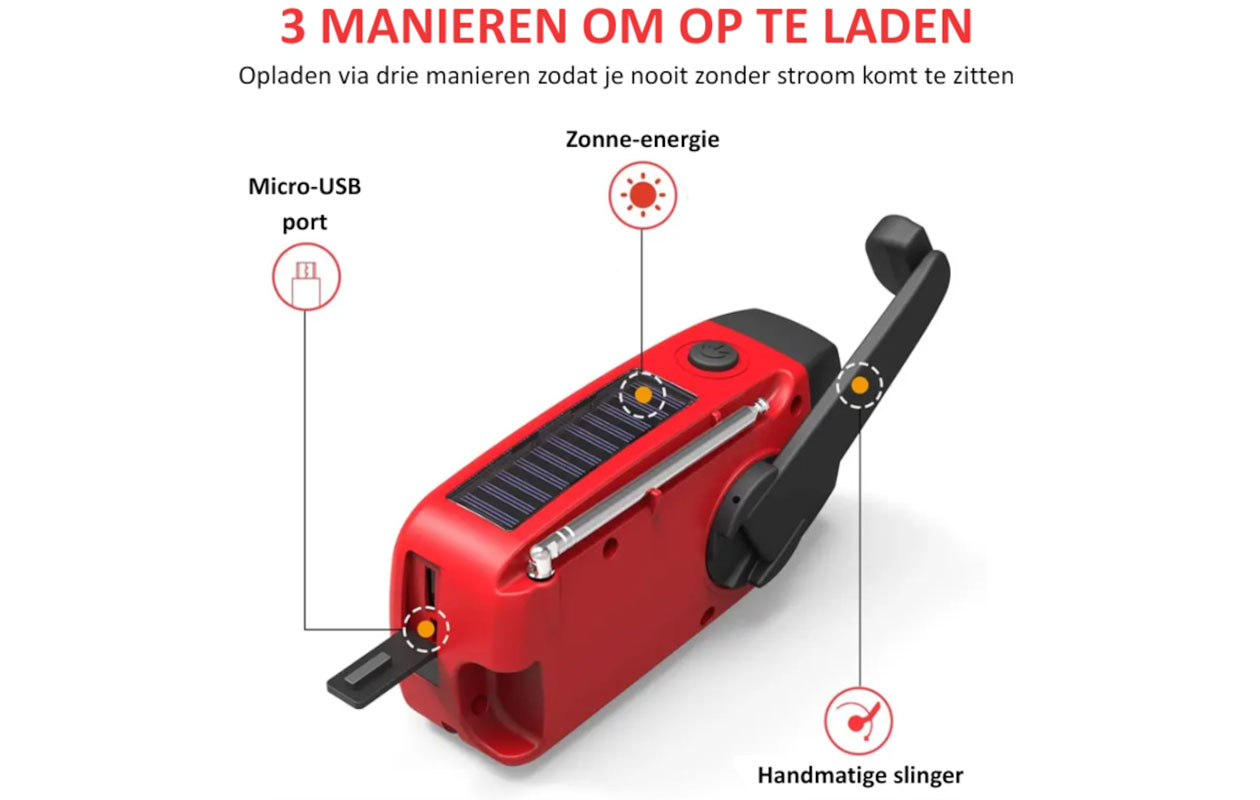 TAUREX Noodradio solar opwindbaar