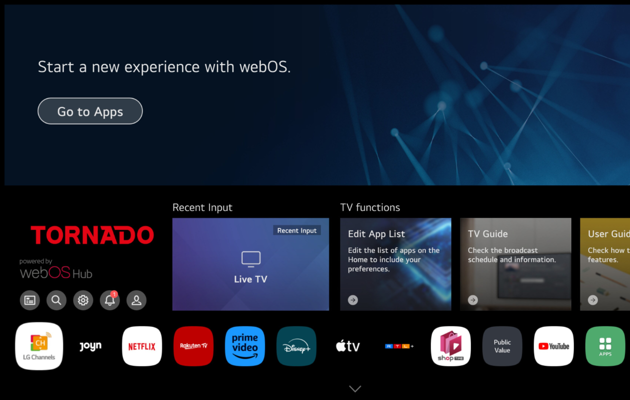 Tornado Smart TV 43” FHD Frameless, Dolby Audio, Bluetooth, WebOS
