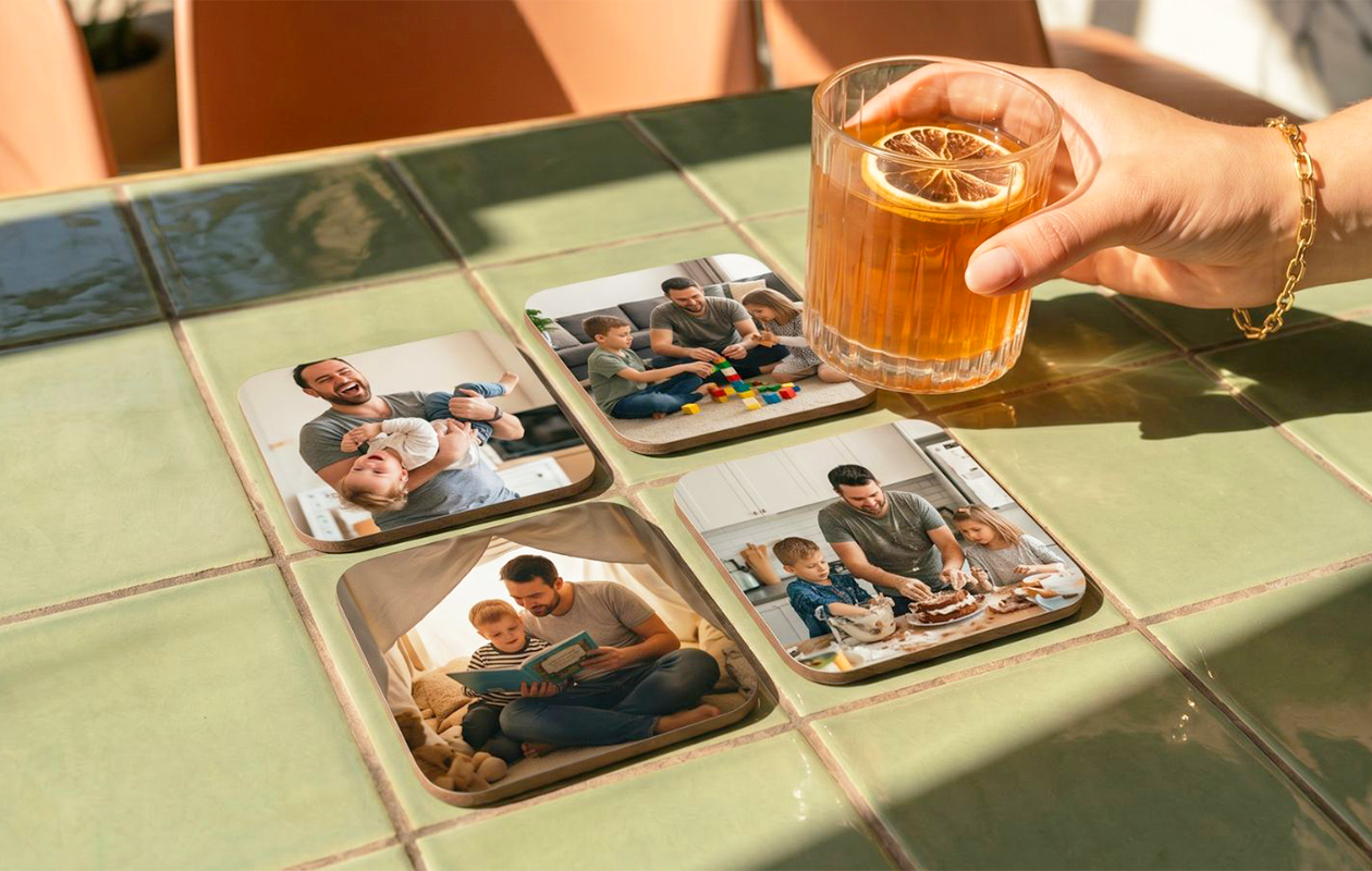 Set van 6 luxe onderzetters met eigen foto