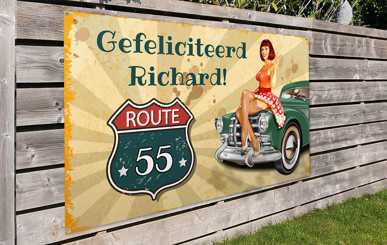 Ontvang €50 korting op een spandoek van 200 x 100 cm