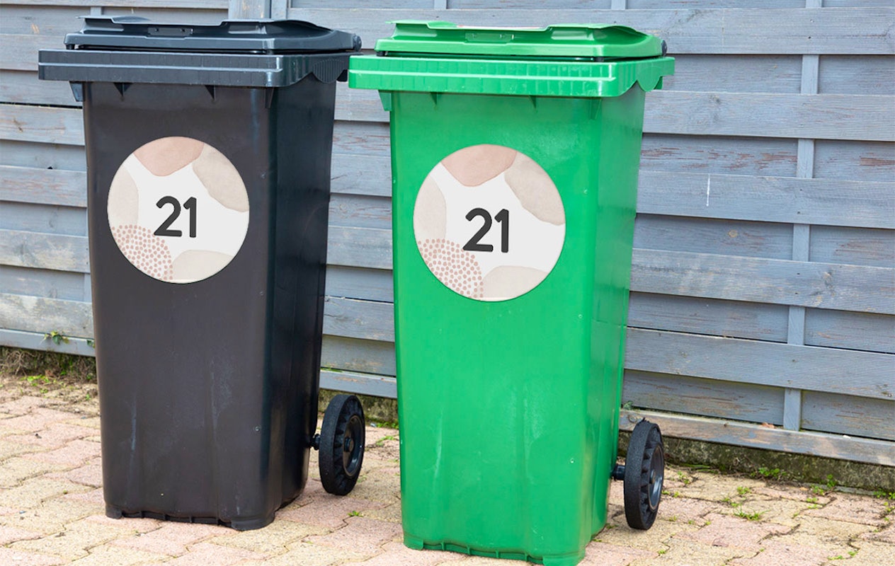 3 Stickers pour Conteneur Poubelle avec No de Maison (ø 20cm)