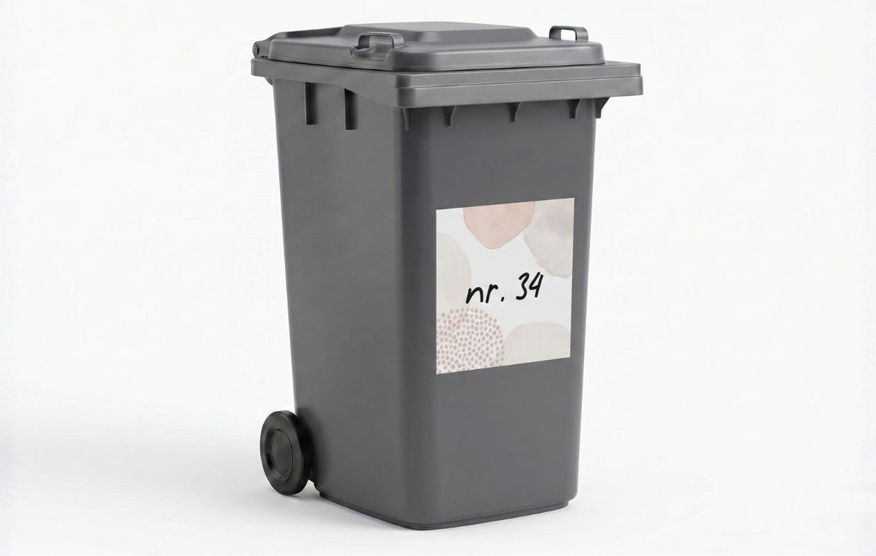 Set van 3 containerstickers met huisnummer (diverse vormen)