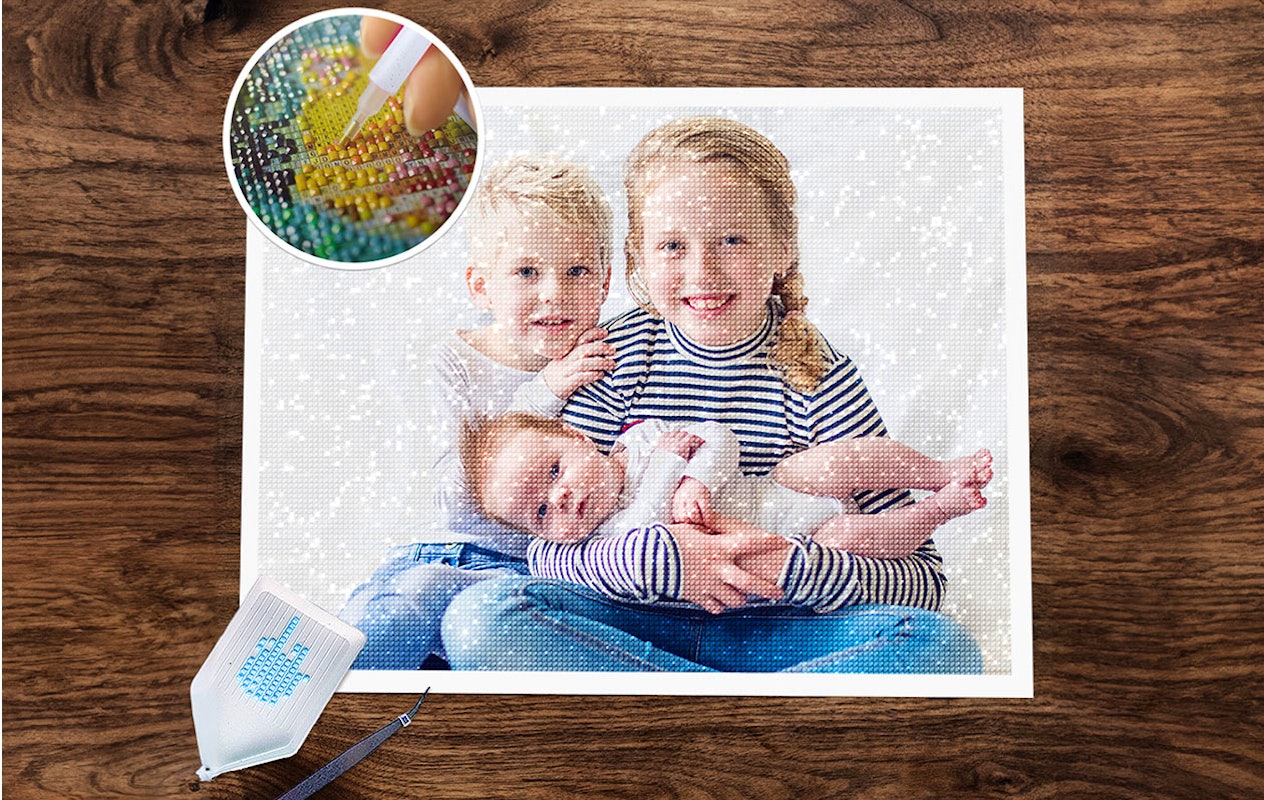 Diamond painting-pakket met je eigen foto (40 x 30 cm)