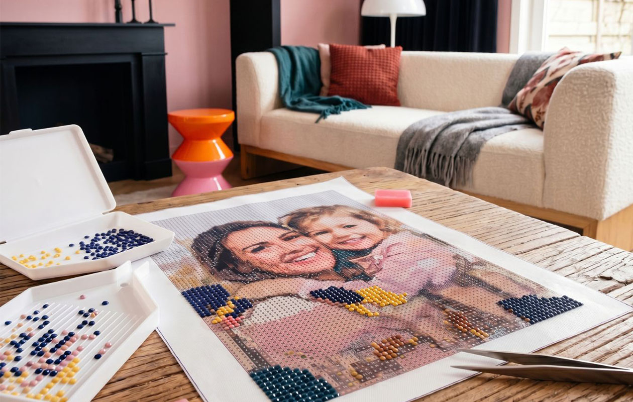 Kit complet de diamond painting (40 x 30 cm) avec votre propre photo
