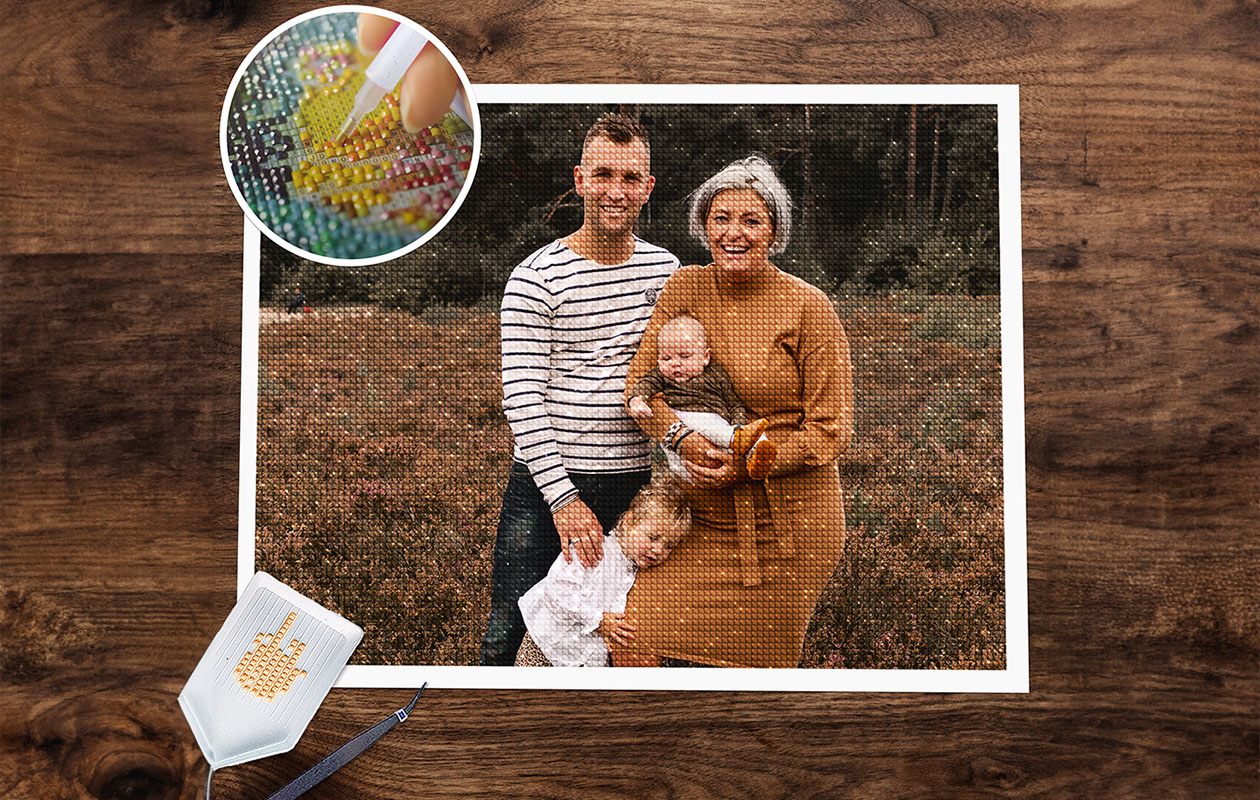 Diamond painting-pakket met je eigen foto (50 x 40 cm)