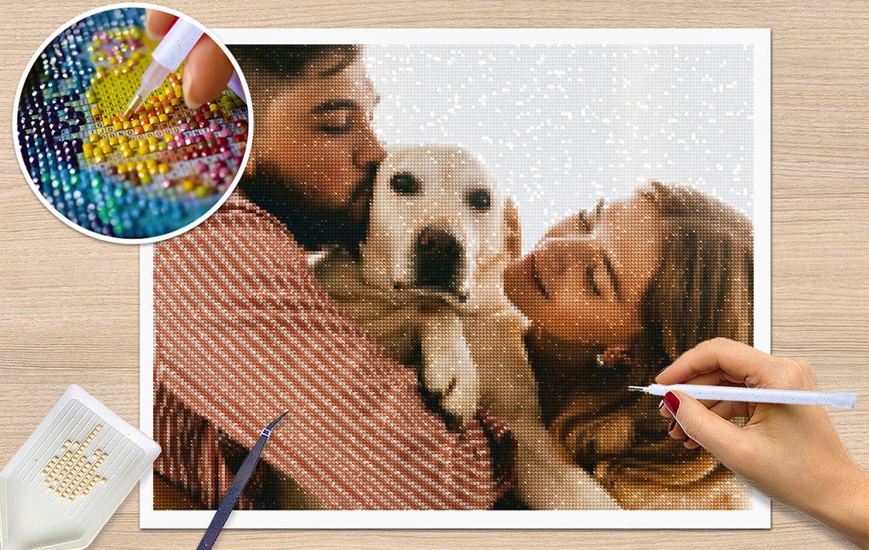 Diamond painting-pakket met je eigen foto (50 x 40 cm)