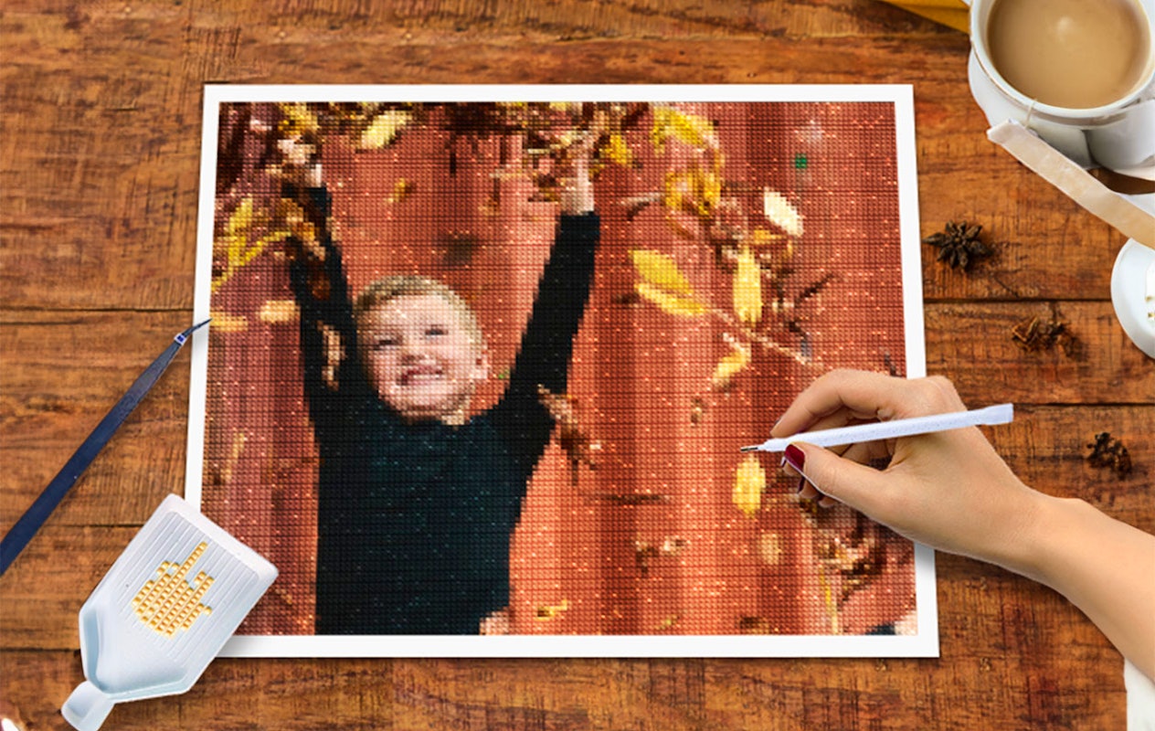Diamond painting-pakket met je eigen foto (50 x 40 cm)