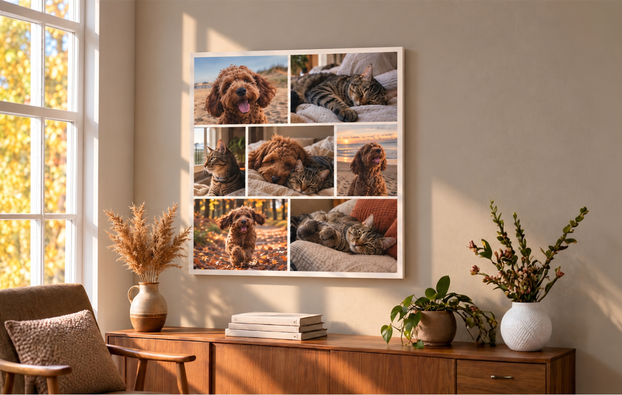 Collage photo personnalisée sur toile (40 x 40 cm)