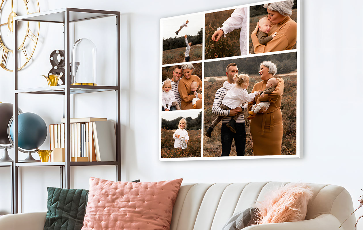 Vos plus beaux souvenirs dans un collage sur toile 40x40 cm