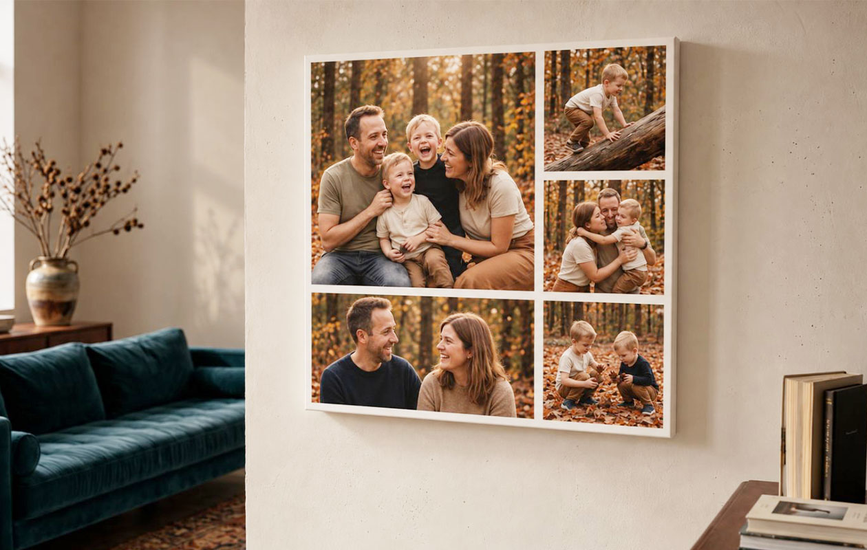 Collage photo personnalisée sur toile (40 x 40 cm)
