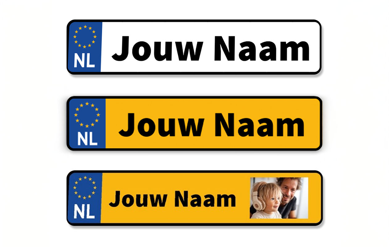 Ontvang €30 korting op een gepersonaliseerde kentekenplaat (60 x 13 cm)