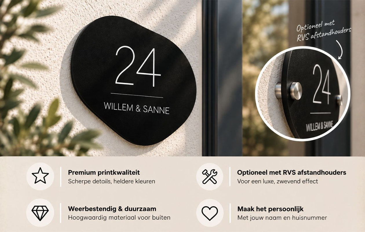 Plaque nominative personnalisée dans la forme de votre choix (20 cm)