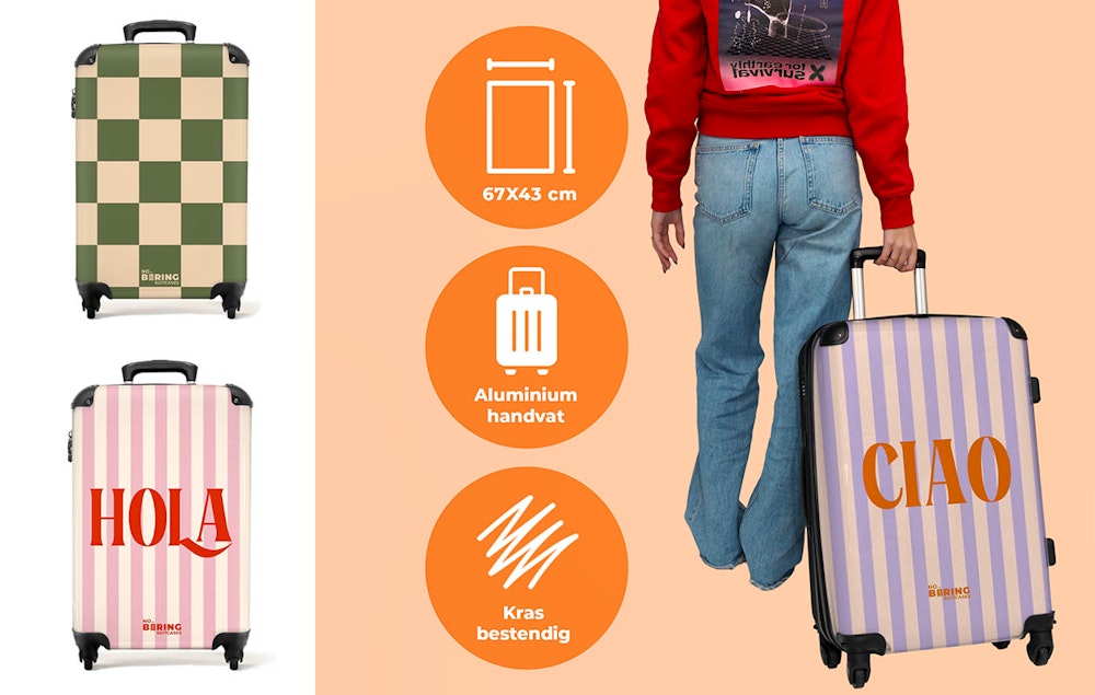 €65 korting op reiskoffer (67x23 x 25) of ruimbagage (formaat 77x 51.5x 28)