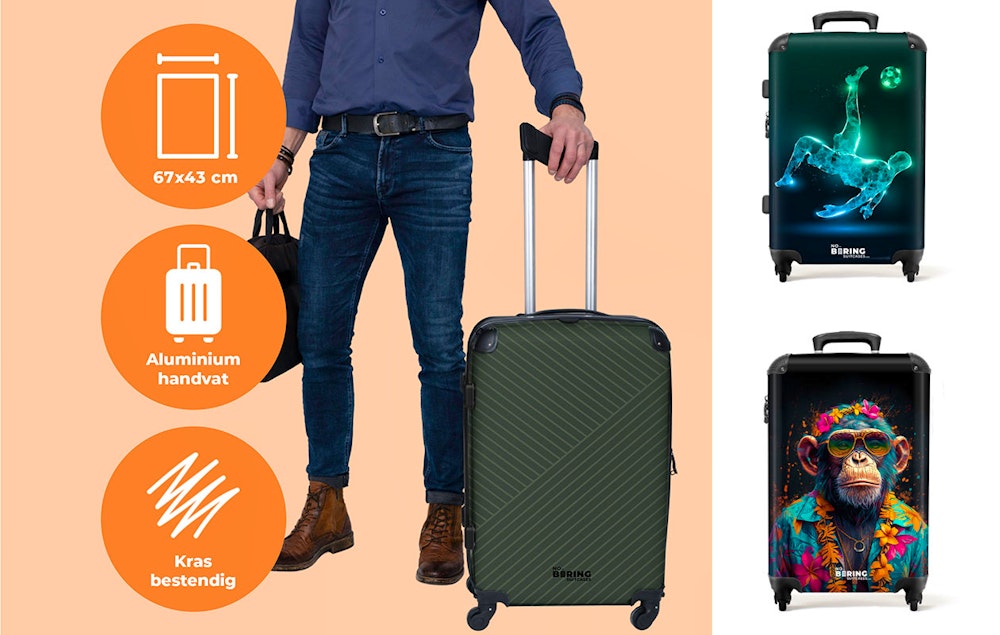 €65 korting op reiskoffer (67x23 x 25) of ruimbagage (formaat 77x 51.5x 28)