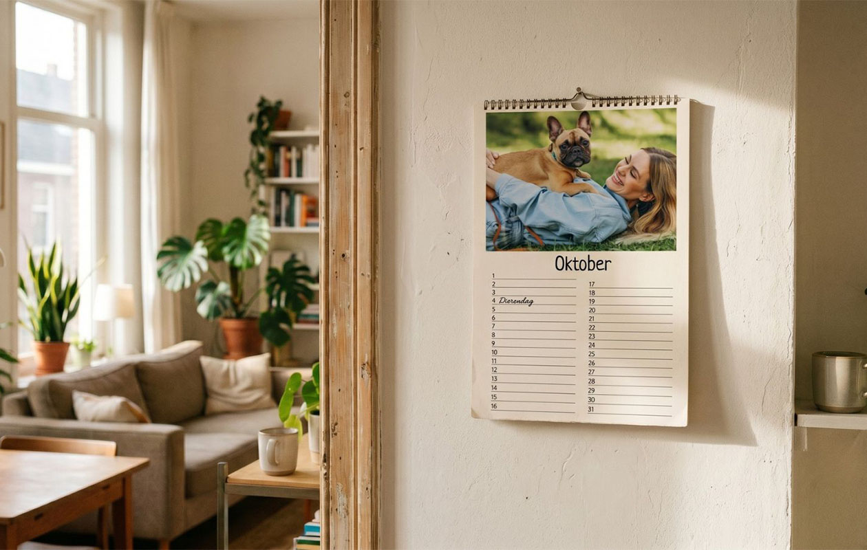 Gepersonaliseerde verjaardagskalender met eigen foto's (A4 formaat)