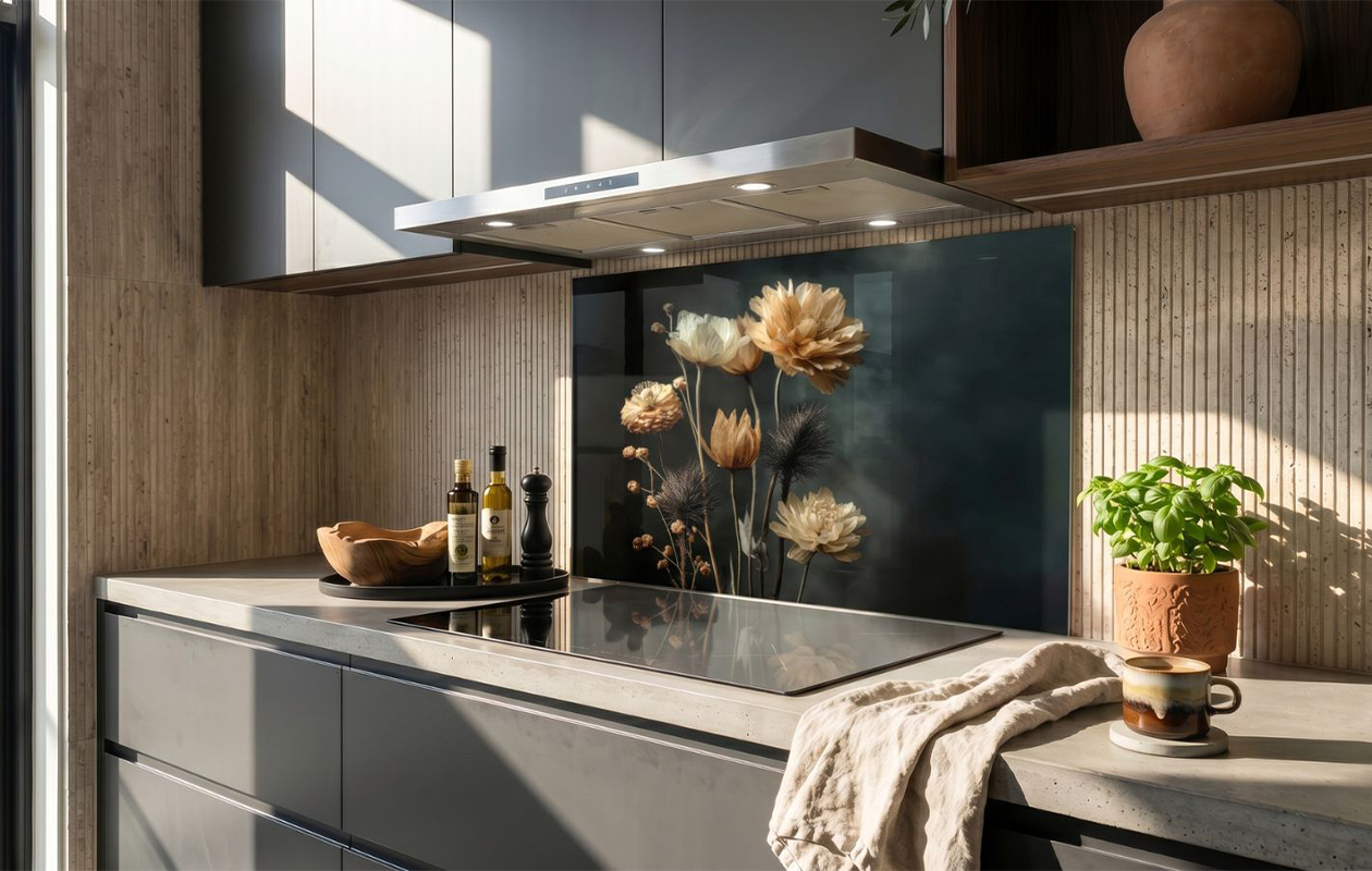 Ontvang €70 korting op een spatscherm voor in de keuken (keuze uit 2000+ designs)