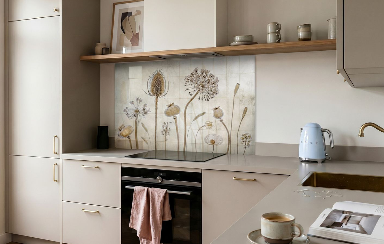 Ontvang €70 korting op een spatscherm voor in de keuken (keuze uit 2000+ designs)