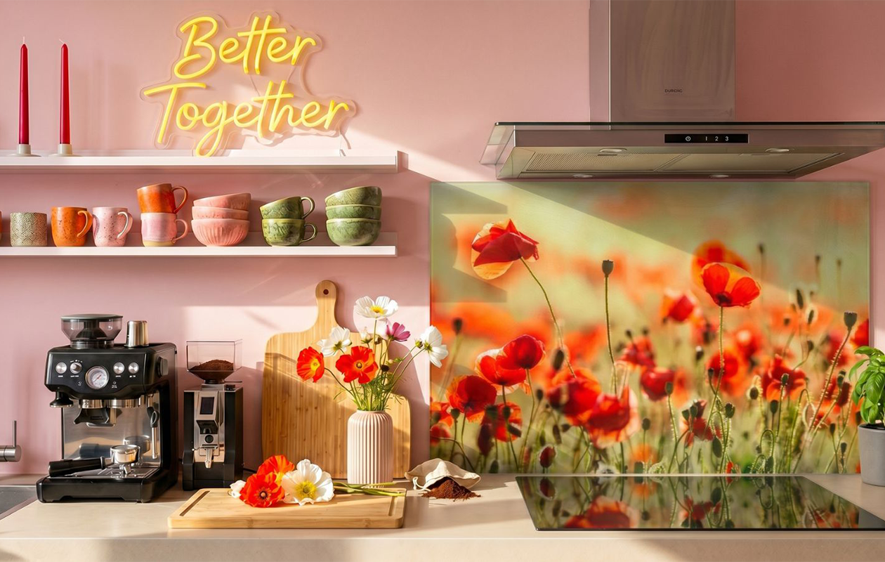 Ontvang €70 korting op een spatscherm voor in de keuken (keuze uit 2000+ designs)