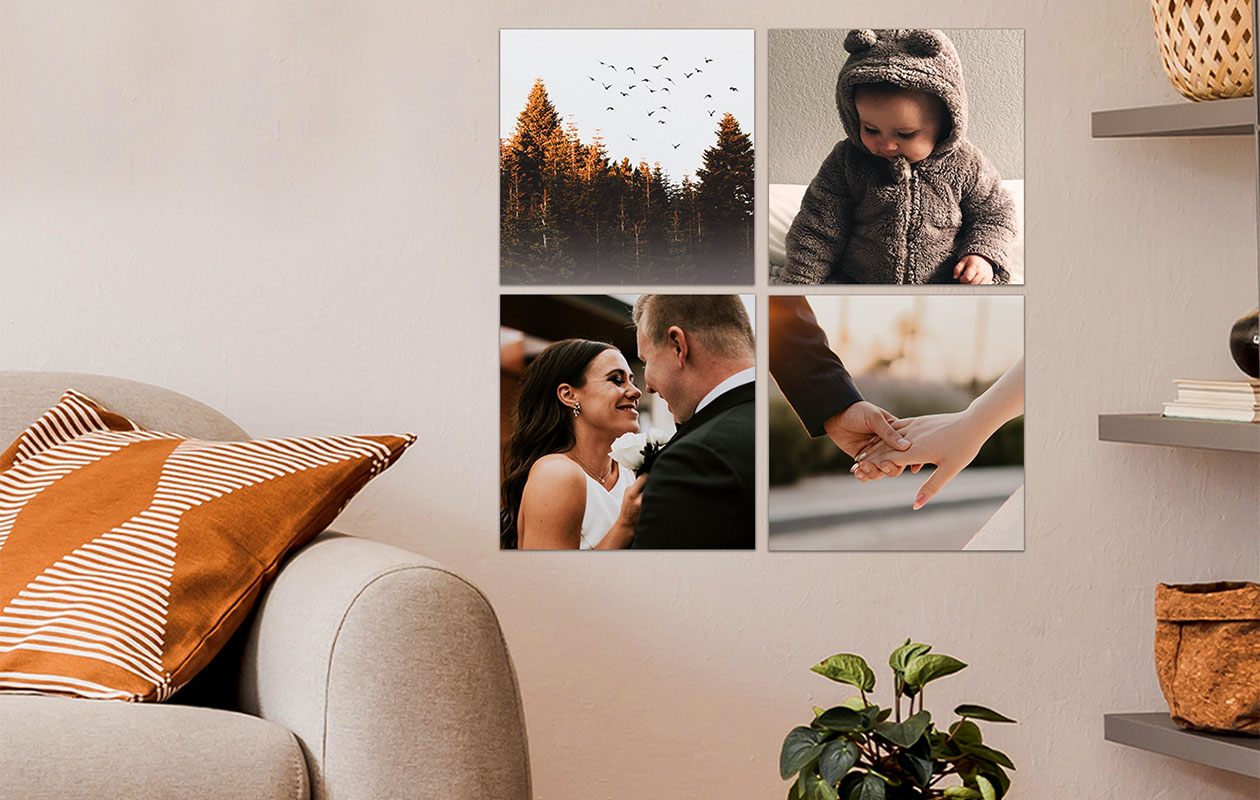 Ontvang €110 korting op 8 wandvierkanten met jouw foto's