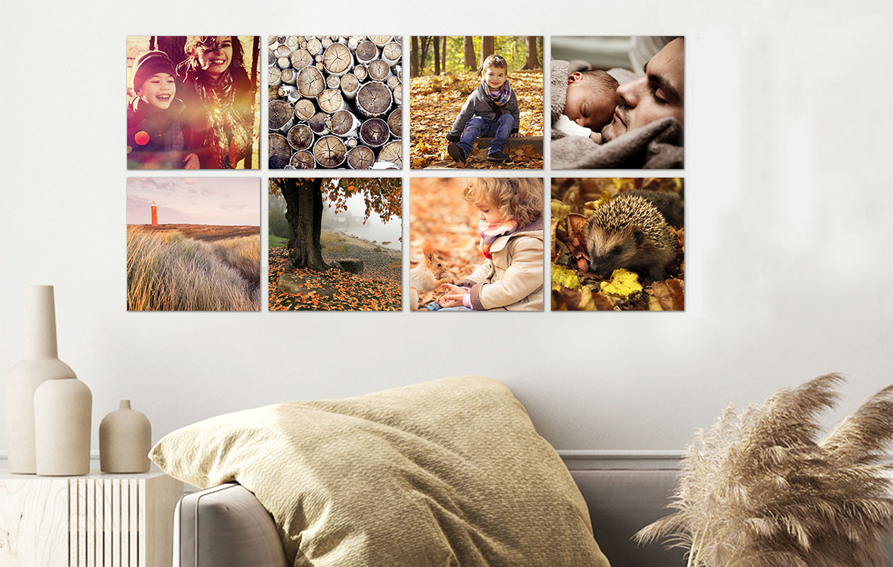 Ontvang €110 korting op 8 wandvierkanten met jouw foto's
