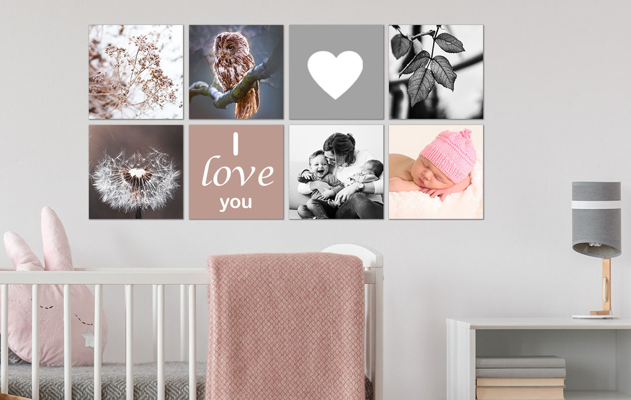 Ontvang €110 korting op 8 wandvierkanten met jouw foto's