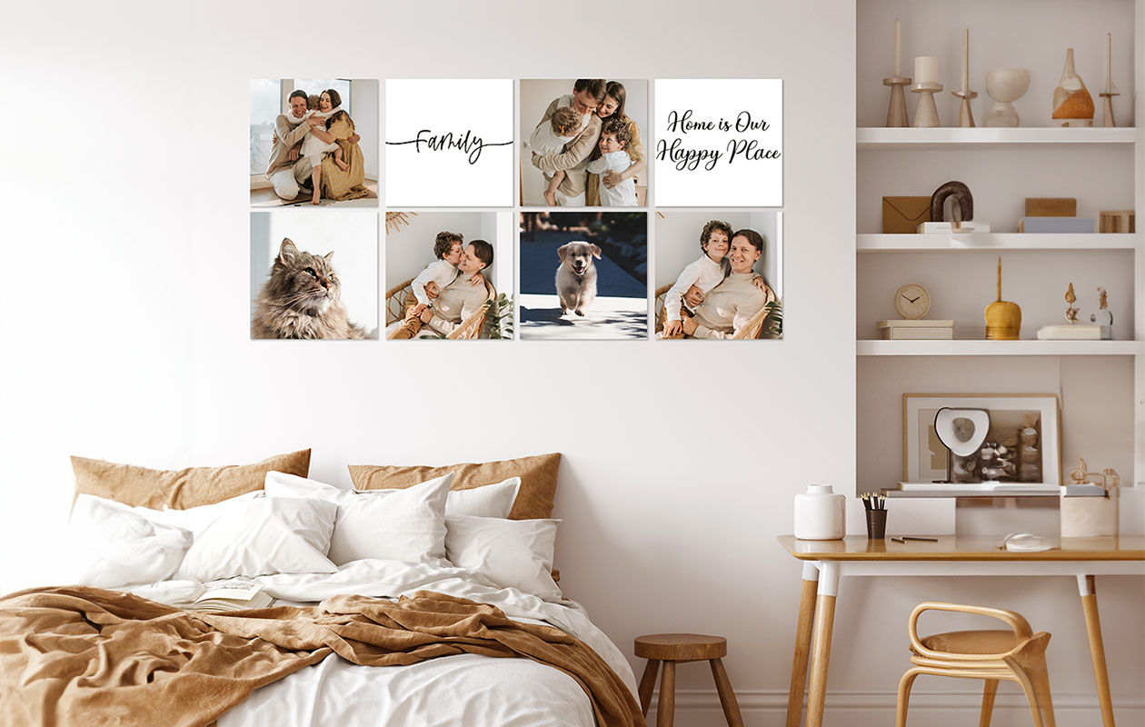 Ontvang €110 korting op 8 wandvierkanten met jouw foto's