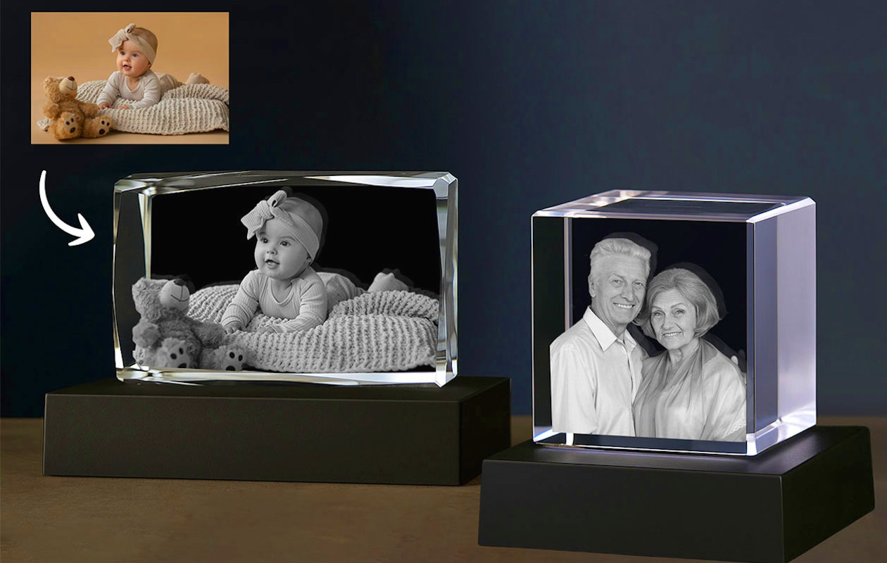 Ontvang €65 korting voor een 3D-foto in kristal