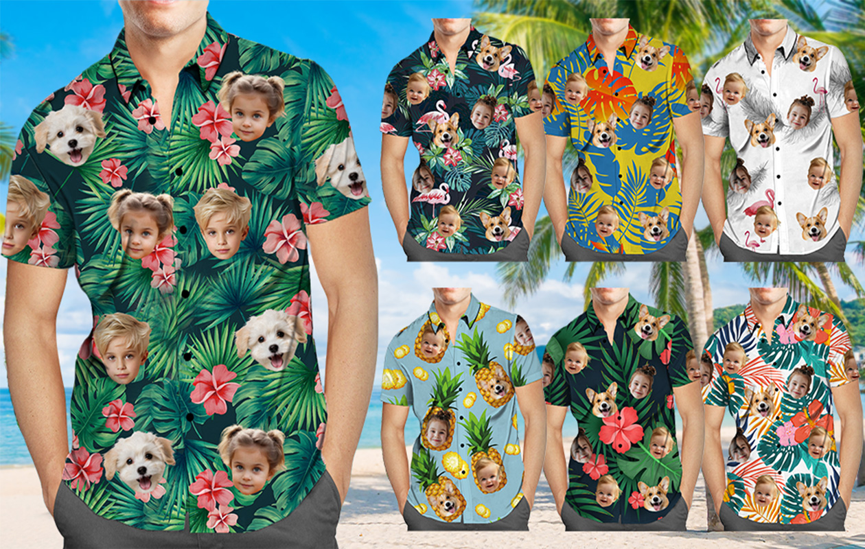 Ontvang €40 korting op een gepersonaliseerd Hawaii shirt