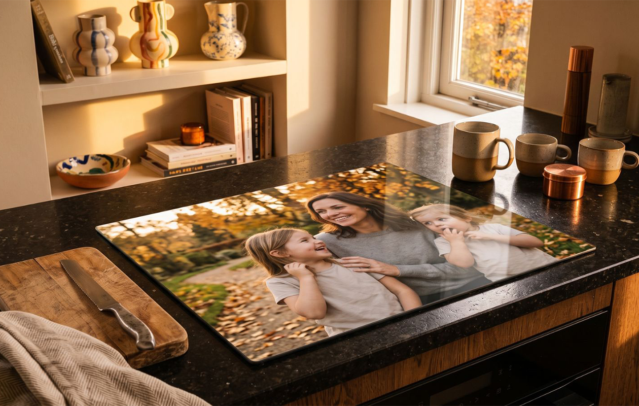 Profitez de 55 € de réduction sur un protège-plaque à induction avec votre propre photo ou une image de la collection