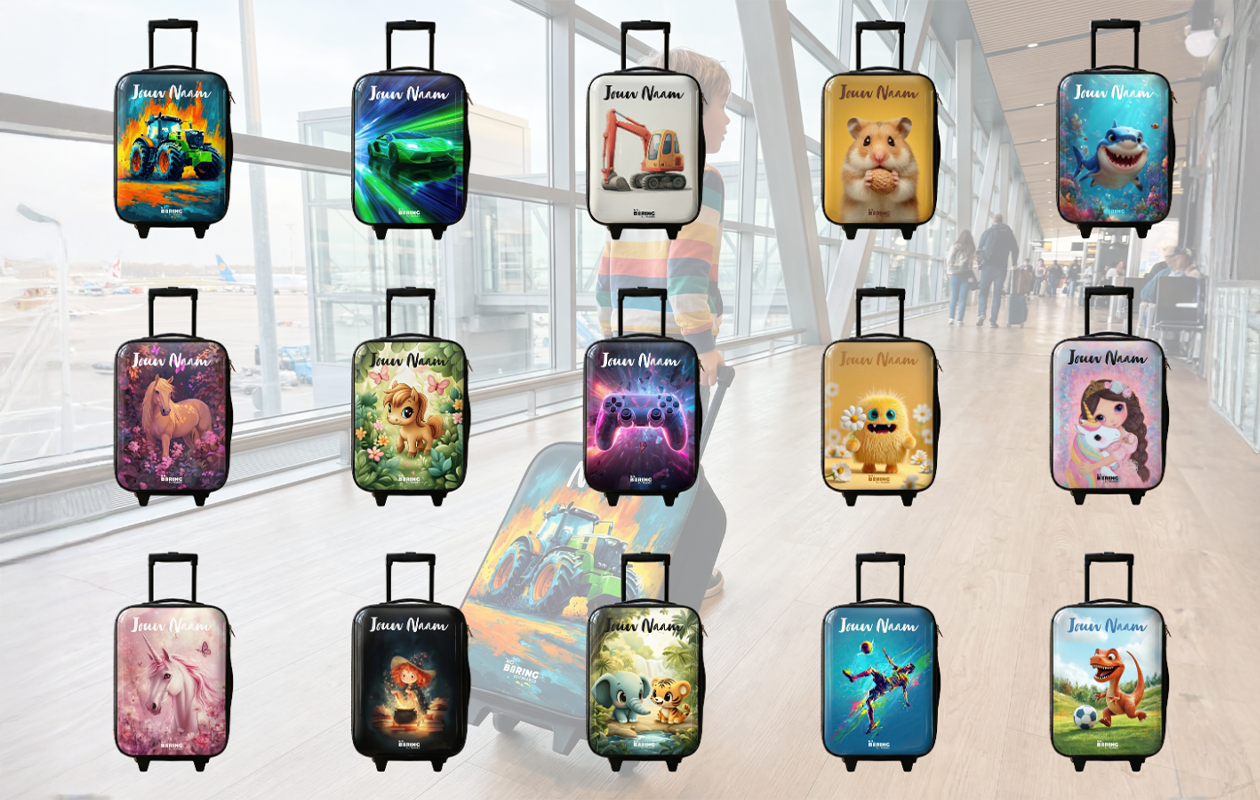 Ontvang € 50 korting op een kinderkoffer naar keuze met personalisatie en 750+ designs