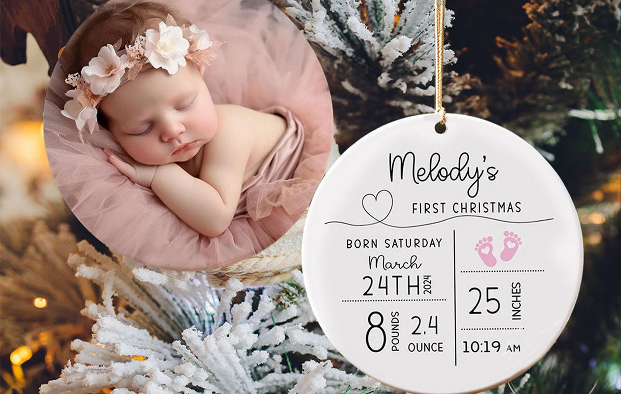 Ontvang €40 korting op een gepersonaliseerde kerstornament
