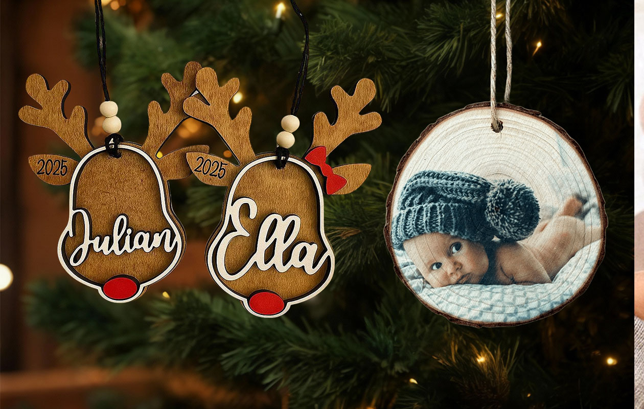 Ontvang €40 korting op een gepersonaliseerde kerstornament