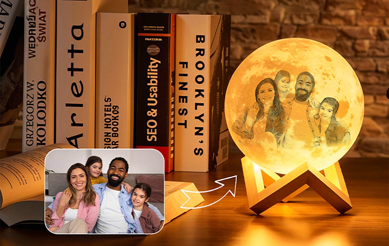 Ontvang €50 korting op jouw gepersonaliseerde maanlamp