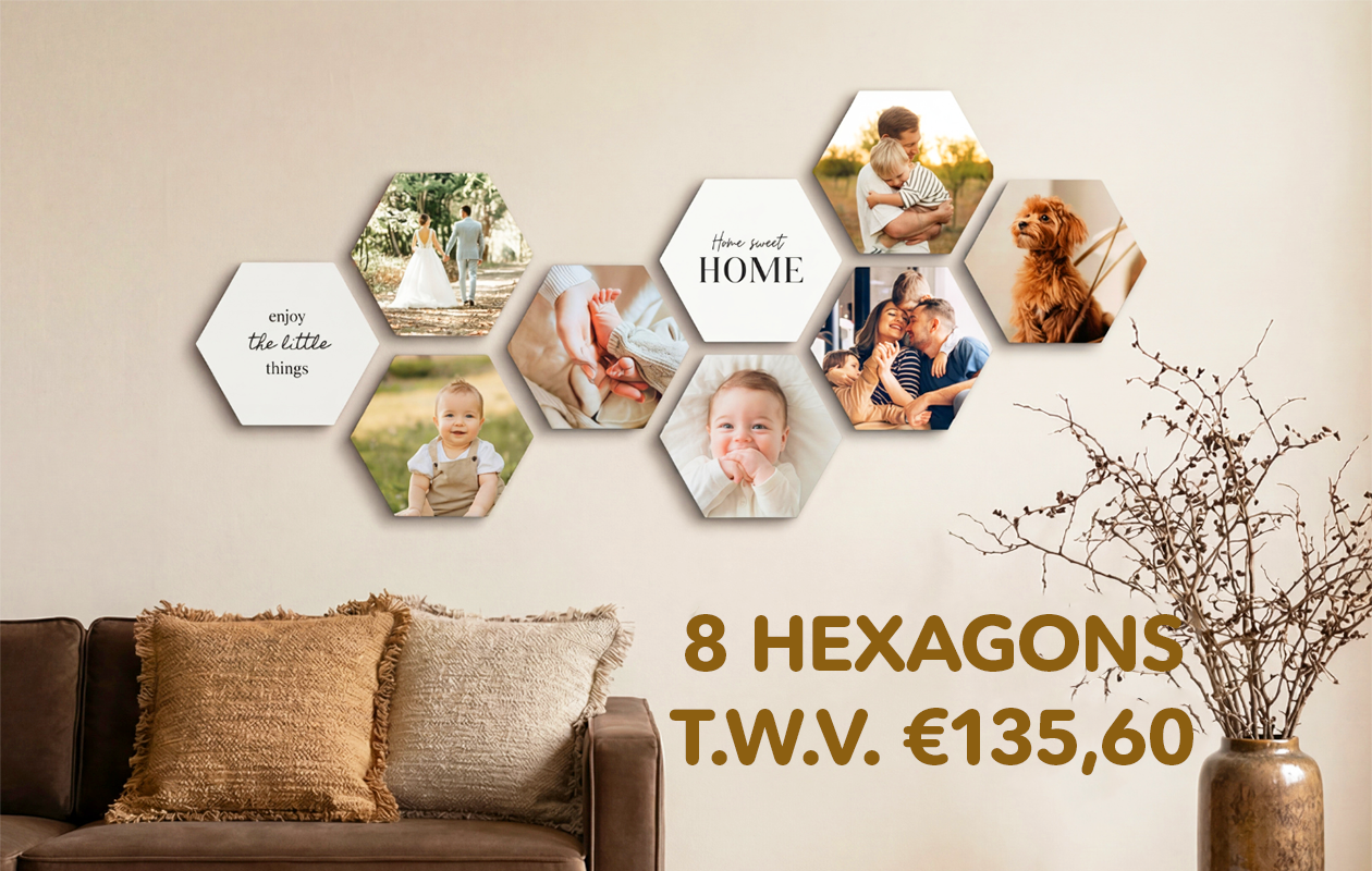 Win nu jouw Hexagon fotocollage voor gemiddeld €45-€55 (totaalprijs)
