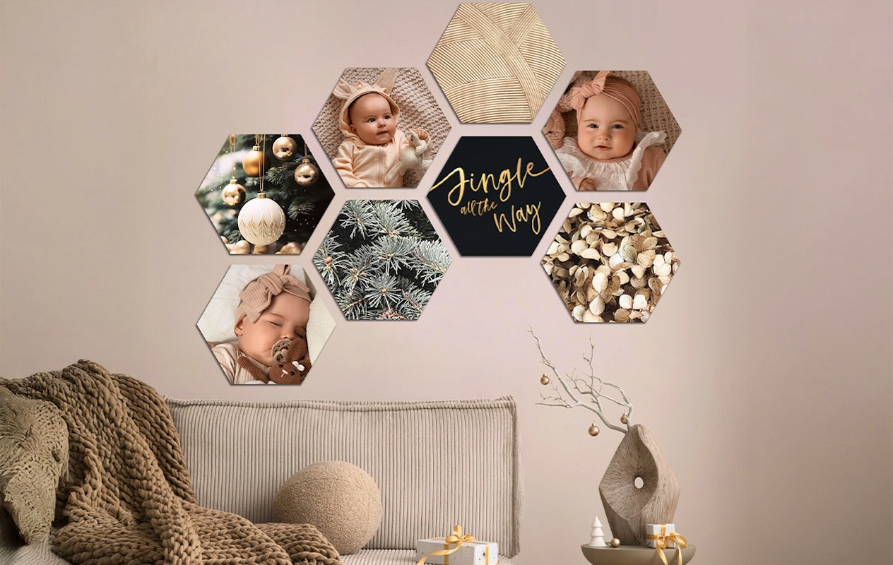 Ontvang €110 korting op een foto op hexagon – 8 stuks (22 x 19 cm)