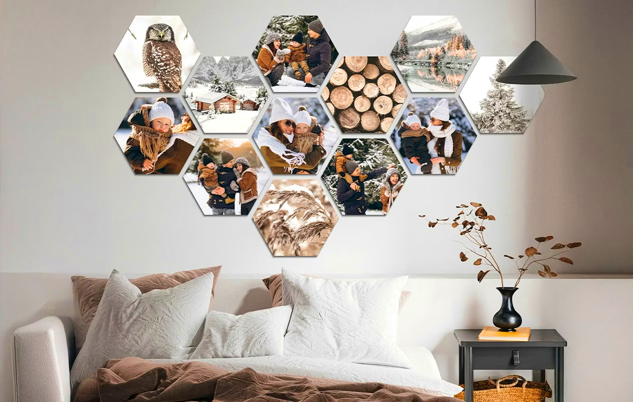 Recevez 110 € de réduction sur une photo sur hexagone – 8 pièces (22 x 19 cm)