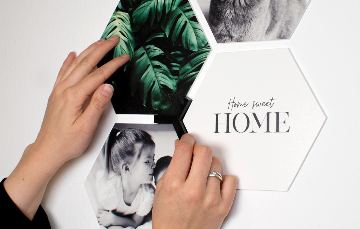 Ontvang €110 korting op een foto op hexagon – 8 stuks (22 x 19 cm)