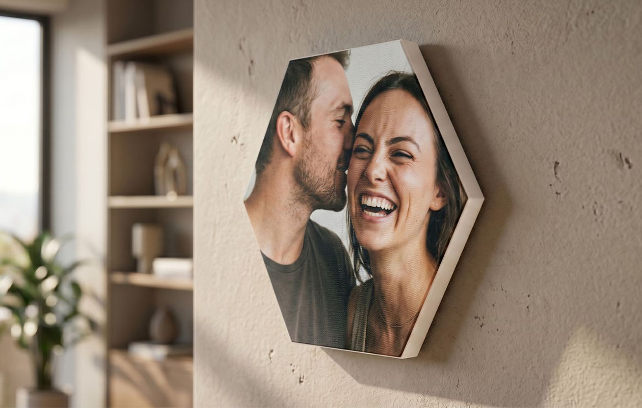 Ontvang €110 korting op een foto op hexagon – 8 stuks (22 x 19 cm)