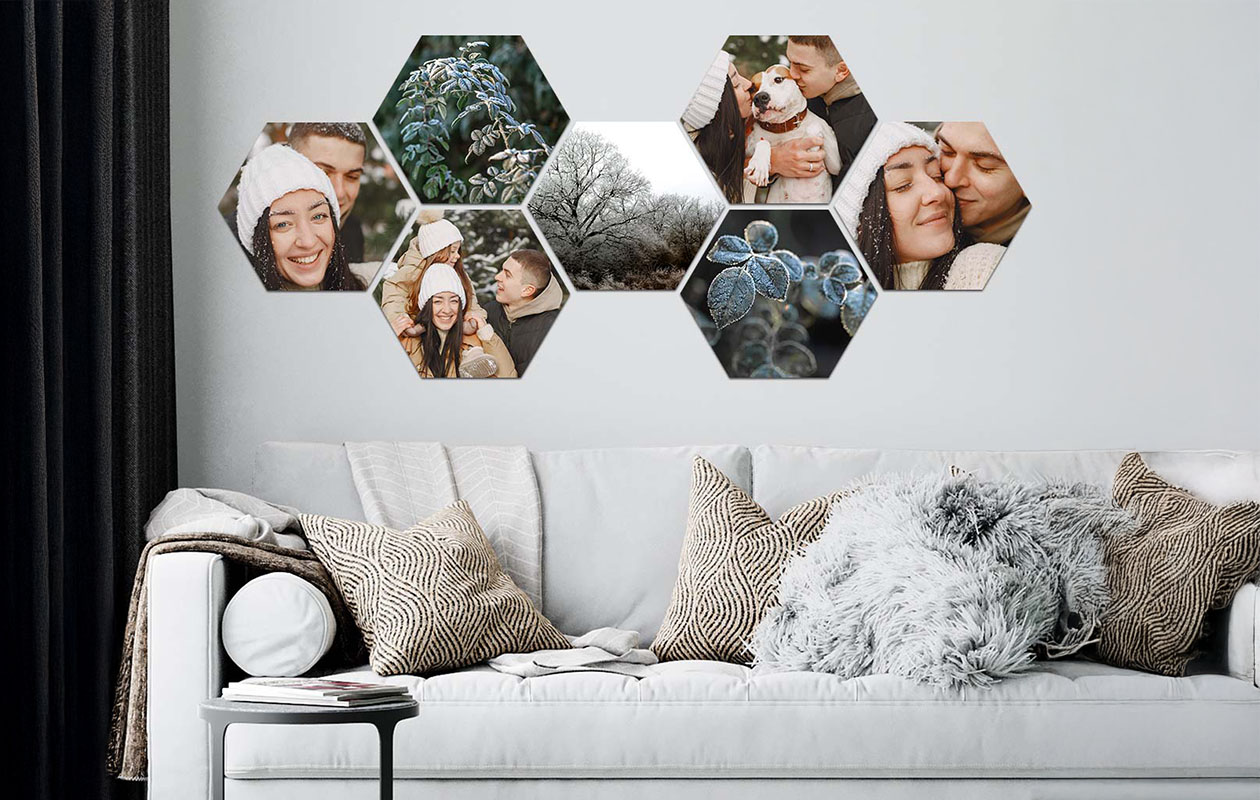 Ontvang €110 korting op een foto op hexagon – 8 stuks (22 x 19 cm)