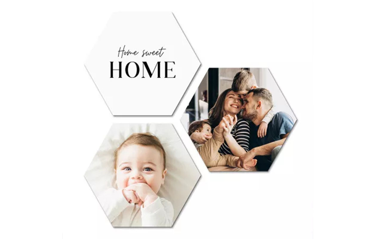 Ontvang €110 korting op een foto op hexagon – 8 stuks (22 x 19 cm)