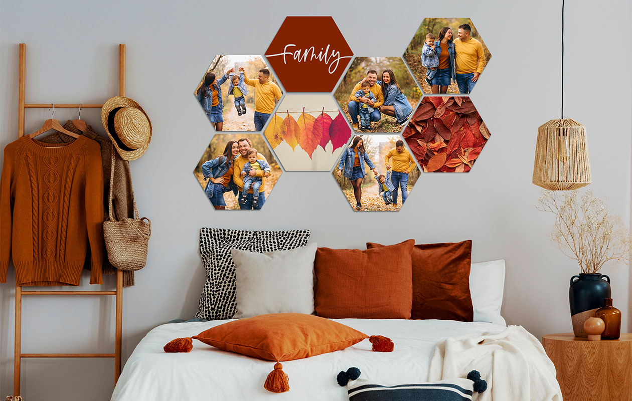 Ontvang €110 korting op een foto op hexagon – 8 stuks (22 x 19 cm)