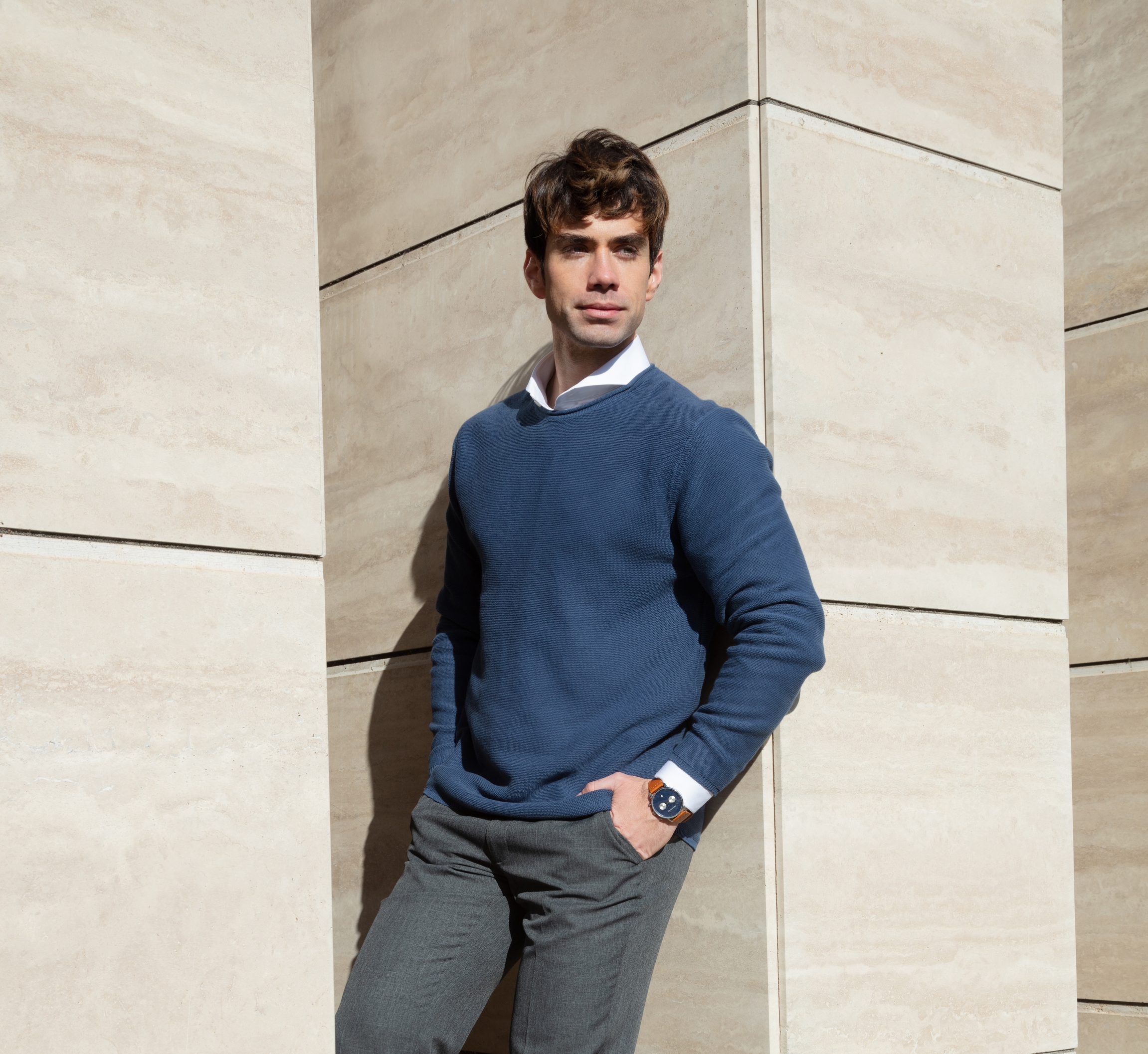 Chronograaf horloge met lederen cognac band