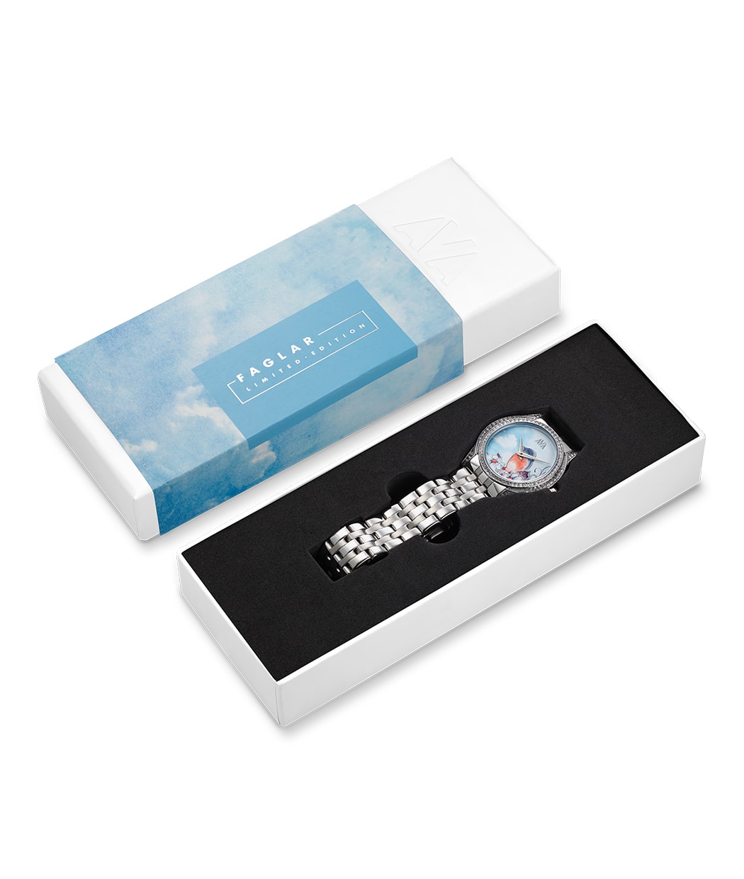 AVA dameshorloge Fåglar Silver