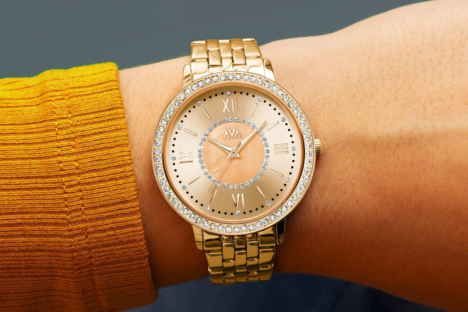 AVA Dameshorloge Oslo OSL-003 – Goudkleurige wijzerplaat