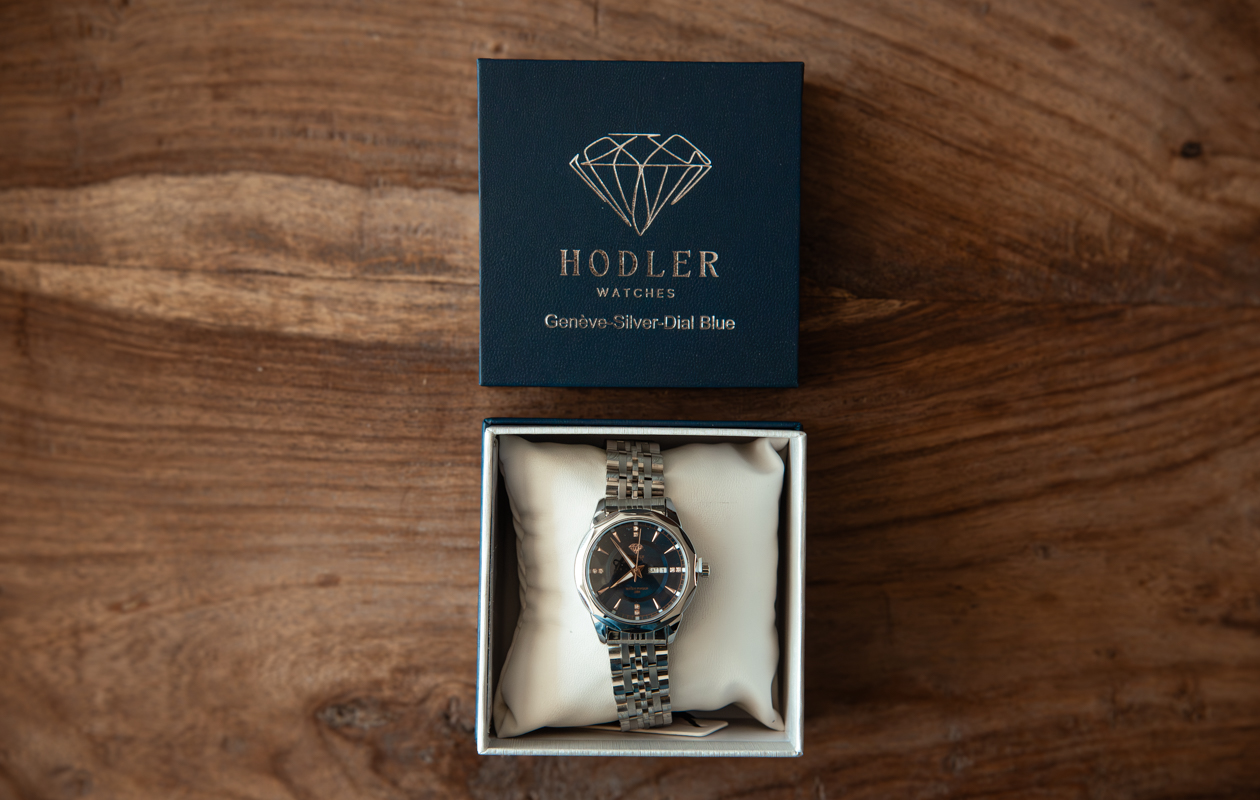 Montre femme Hodler Genève - Argent + Bleu