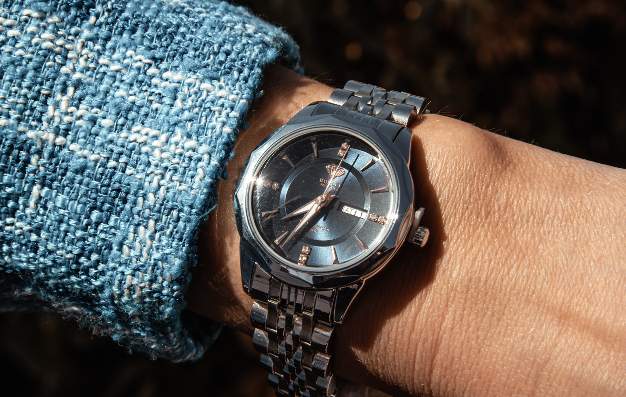 Montre femme Hodler Genève - Argent + Bleu