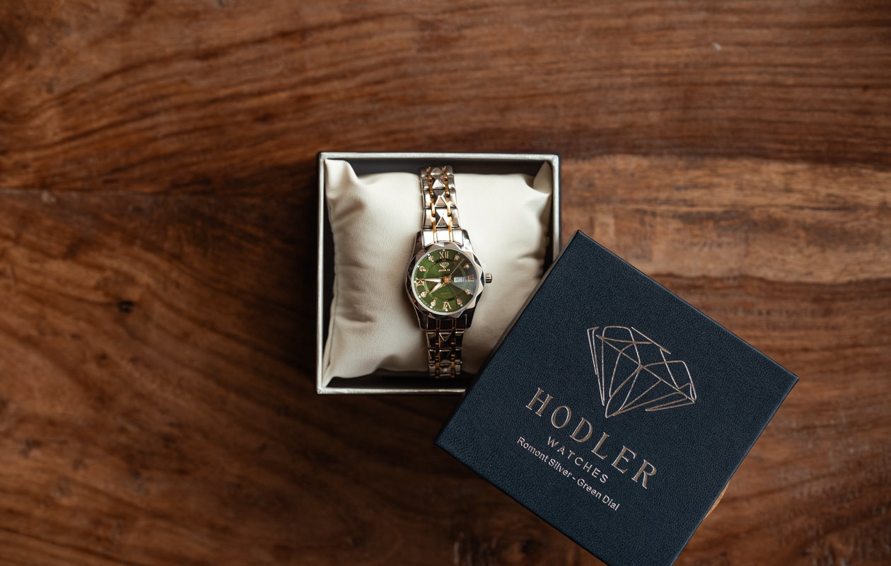 Dameshorloge Hodler Romont - Silver + Green