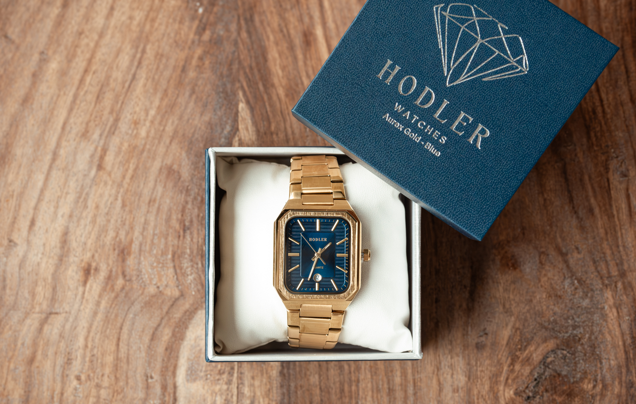 Herenhorloge Hodler Aurex - Goud + Blauw